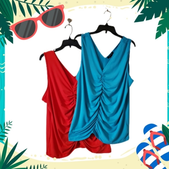 LOT of 2 ☆ COFFIN GATHERED TANK TOPS ☆ 4x ☆ NWOT - Picture 1 of 13